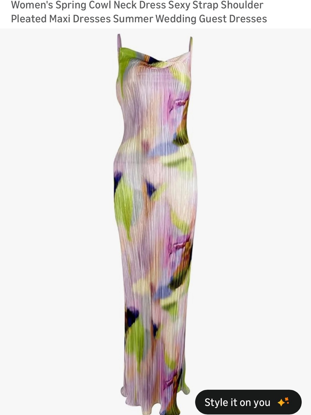 Pleated Cowl Neck Maxi Dress - Pastel Floral